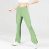 Sheer-effect Flared-leg Pocket Yoga Trousers: High-waisted, Bum-lifting, Slimming, Stretchy Fitness Trousers; Flared Wide-leg Sports Trousers