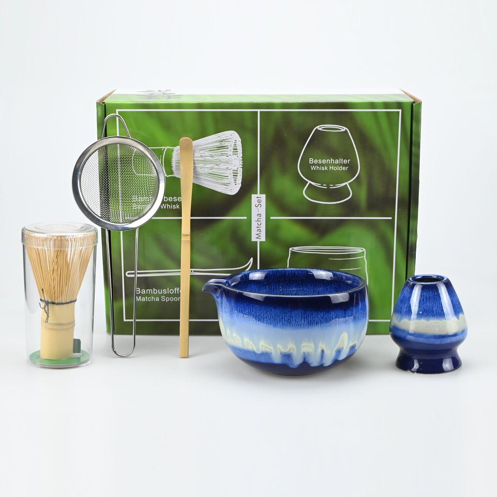 2/4/5pcs Easy To Clean Matcha Tea Set With Tool Rack, Including Bowl, Whisk, Spoon, Great Gift For Ceremony, Traditional Decorat