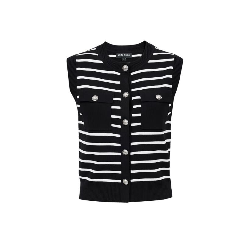 Veromoda Women's Sleeveless Striped Knit Cardigan