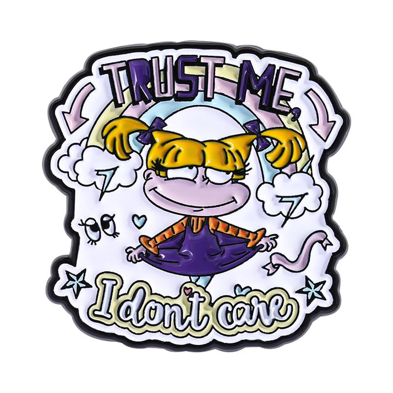 Magical Girl Enamel Pins Custom TRUST ME I Don't Care Brooches Lapel Badges Clothes Funny Jewelry Gift for Kids Friends