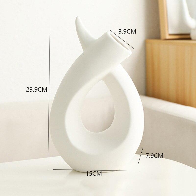 White Decor Home Vase Ceramic Vases Room Decoration Flower Arrangement Container Nordic Desktop Art Flower Pot Decoration