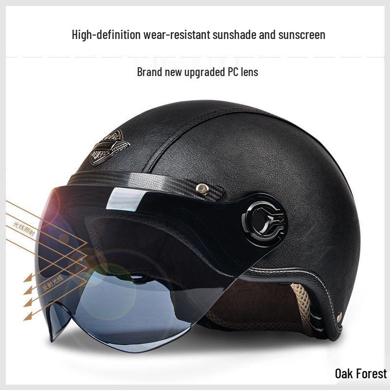 Men's & Women's Retro Electric Motorcycle Helmet - Universal Four-Season Half Helmet