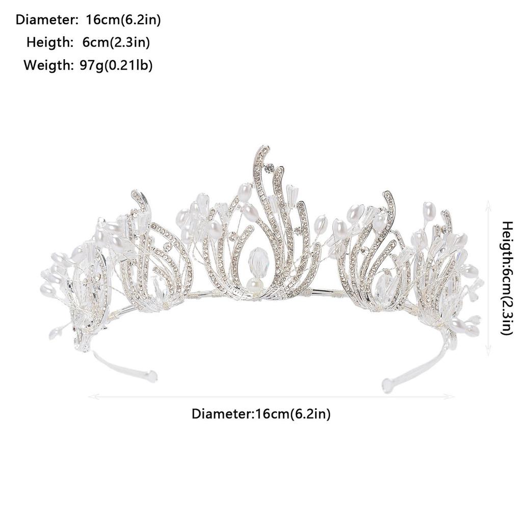 Baroque Retro Bridal Crown Tiara Gold Color Diamond Crystal Beaded Crown Wedding Dress Accessories