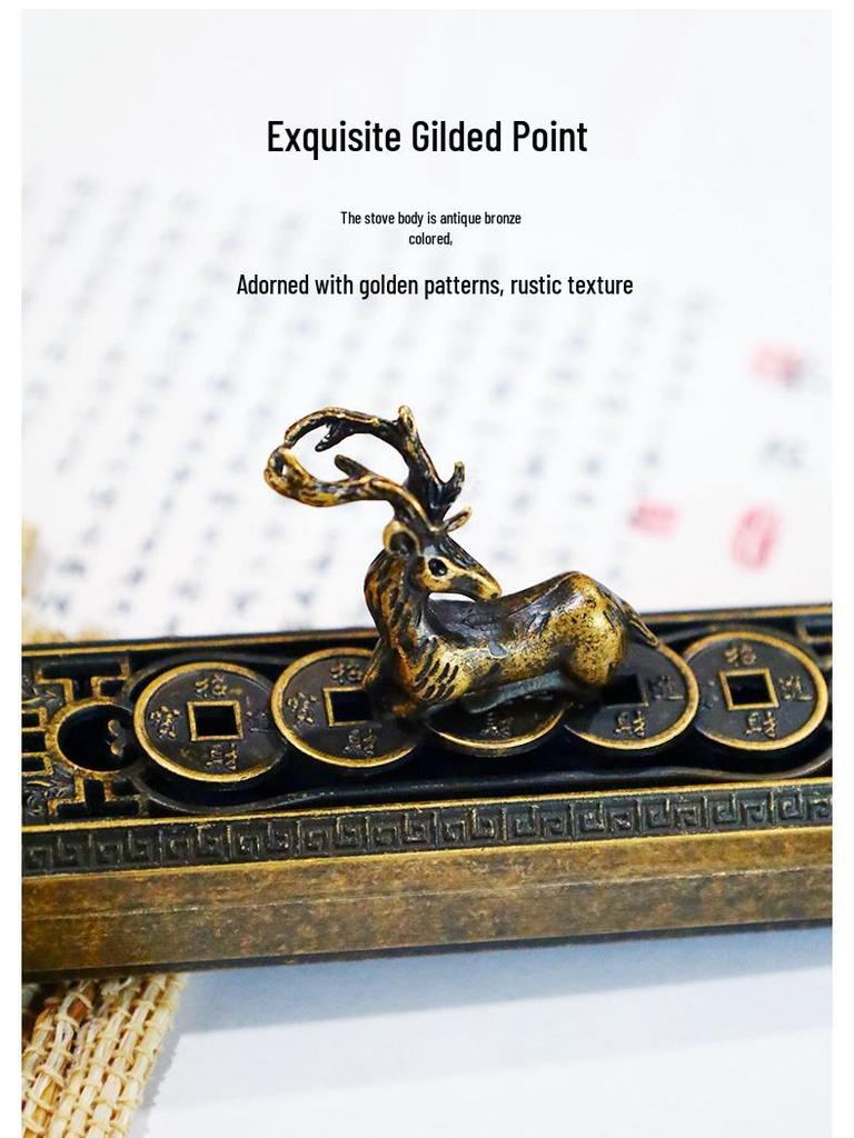 Elegant Antique Deer Alloy Incense Burner for Indoor Use - Perfect for Burning Stick Incense and Home Decoration