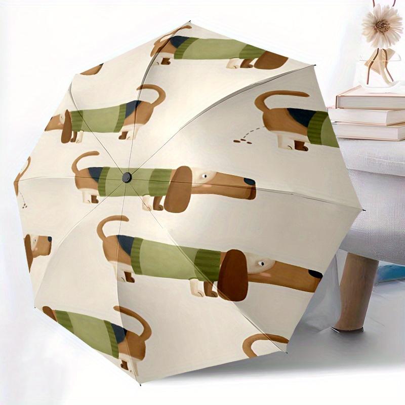 1pc Dachshund Pattern Automatic Open/Close Umbrella - Compact Travel Umbrella, 8-Rib Heavy-Duty Construction, Ideal Gift, Outdoor Accessory039