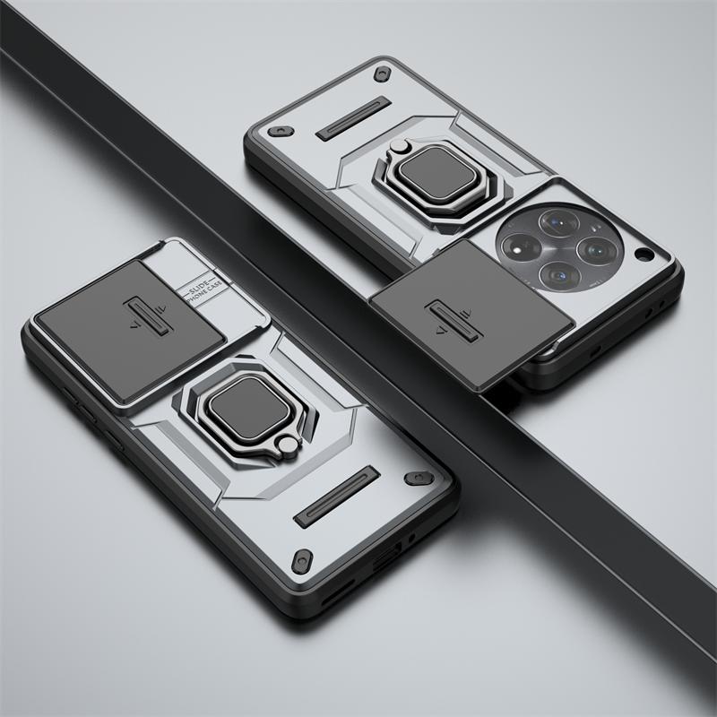 For OnePlus 12 Case Slide Push Pull Camera Protect Phone Case For One Plus 12 OnePlus12 5G Magnetic Ring Holder Armor Back Cover