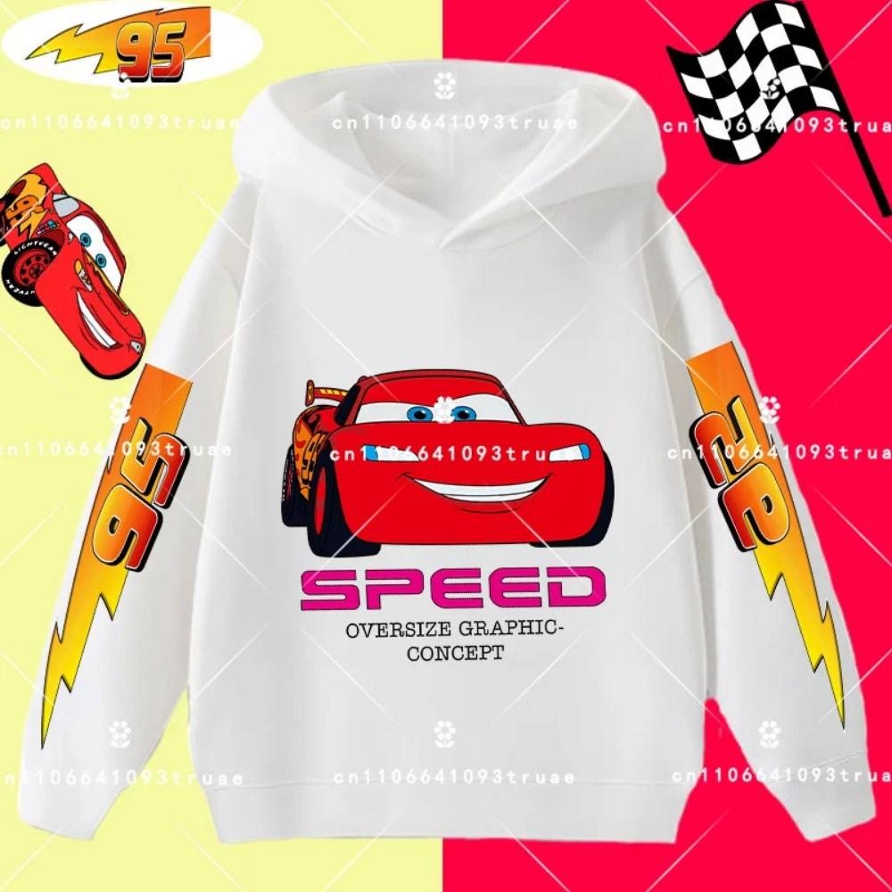 Cars Lightning McQueen Racing Children Hooded Sweatshirt Boy Girl Autumn Winter Daily Outdoor Vacation Casual Warm Sportswear