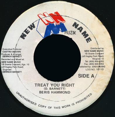 7inch Record BERES HAMMOND  Treat You Right NONE New Name Muzik Jamaica Reggae Ska  Dub Used