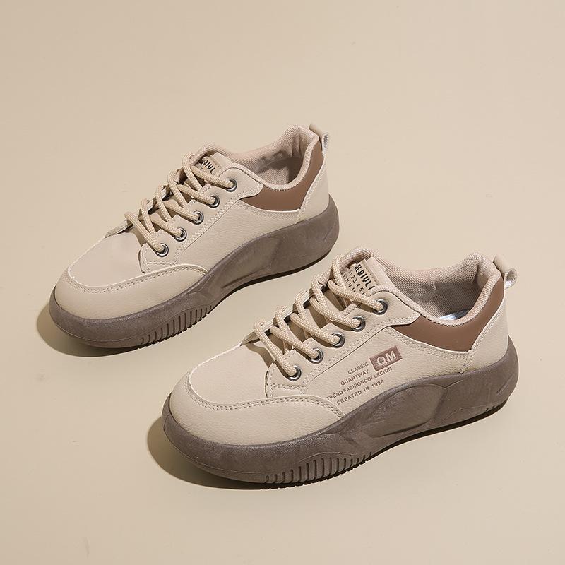 2024 Autumn Women's White Sneakers: Korean Style, Trendy, Versatile Thick Sole Loafers XQ5801