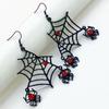 Rhinestone Halloween Earrings Punk Spider Pendant Earrings Aesthetic Spider Web Earrings  Party
