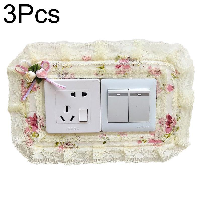 3 Teile/paket Spitze Wohnzimmer Wand Schutz Abdeckung Schlafzimmer Licht Schalter Abdeckungen Haushalt Polyester Faser Paste Tuch Dekor