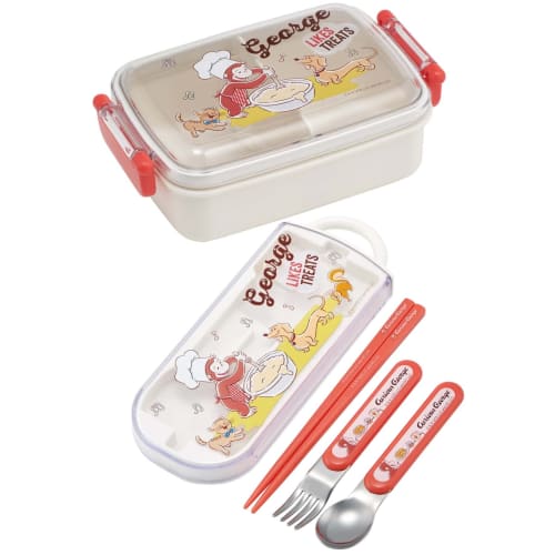 Skater Bento Box, 450ml, Curious George 23 Design, Antibacterial, for Children, Made in Japan, RBF3ANAG-A