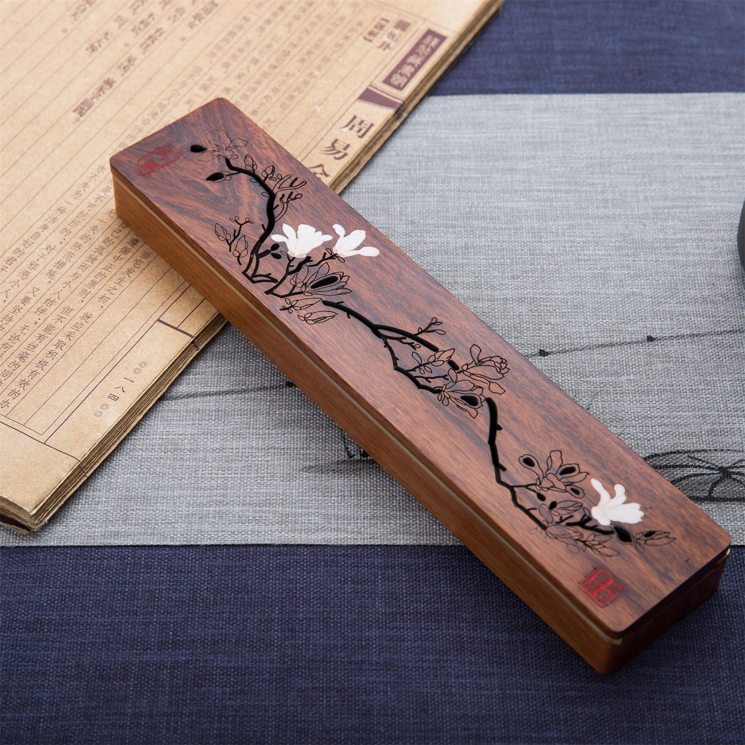 Zen-Style Wooden Incense Burner: Cultural Chinese Ornament for Home - Creative Solid Wood Stick Burner with Gift Box
