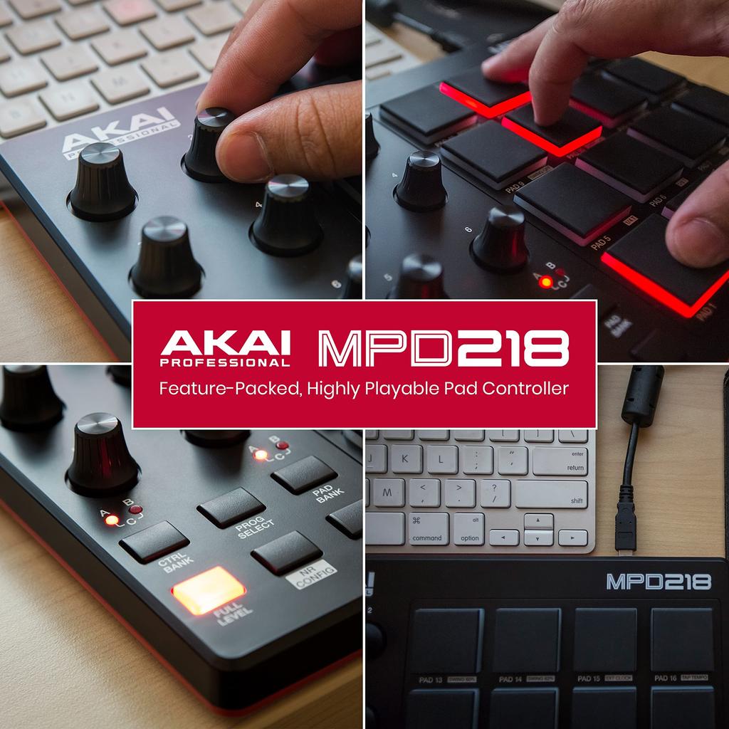 Akai Professional MPD218 USB MIDI Controller with 16 Pads and Sound Generator Software