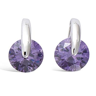 [J9531] - Silver 'Crystal' Amethyst Silver Earrings (rhodium-plated) - 10x6 Mm