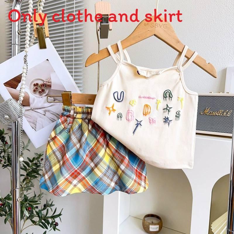 Kids Girl Twopiece Summer Dress Set With Sleeveless Top And Short Skirt For Children 3 To 8