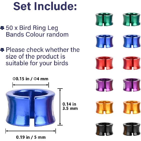 Open Bird Ring Bird Leg Bands Rings Open Bird Leg Rings Aluminum Split Bird Leg Rings Ldentifying Pigeons Training Rings Hibiscus Birds, Parrots,