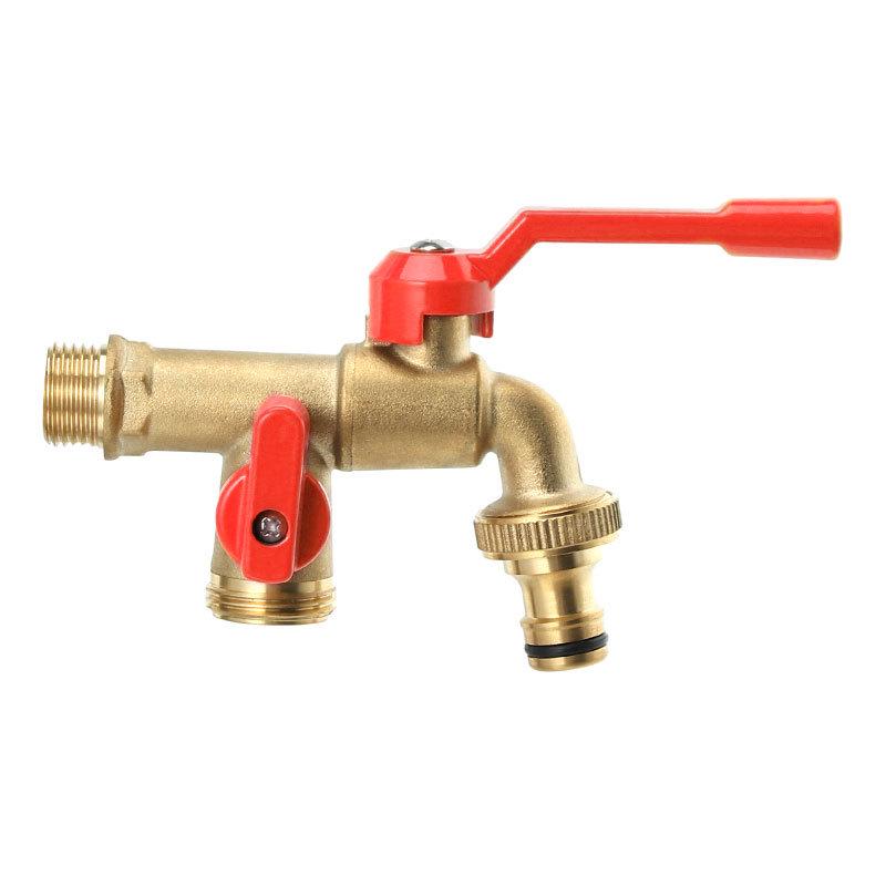 Pure Copper Outdoor Faucet for Garden/Balcony: Mop Pool Tap with Dual Outlets and Large Flow