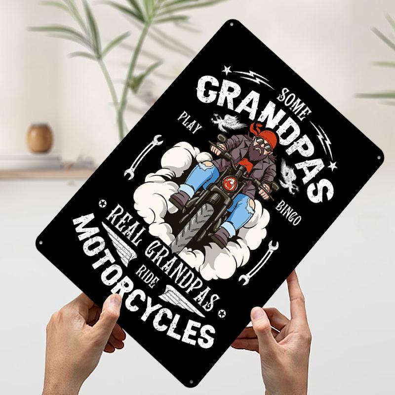 

Real Grandpas Ride Motorcycles Printed Poster Customized Wall Art Retro Vintage Metal Tin Signs for Garage Decorations Wand Deko 20x30cm（7.8x11.8inch）