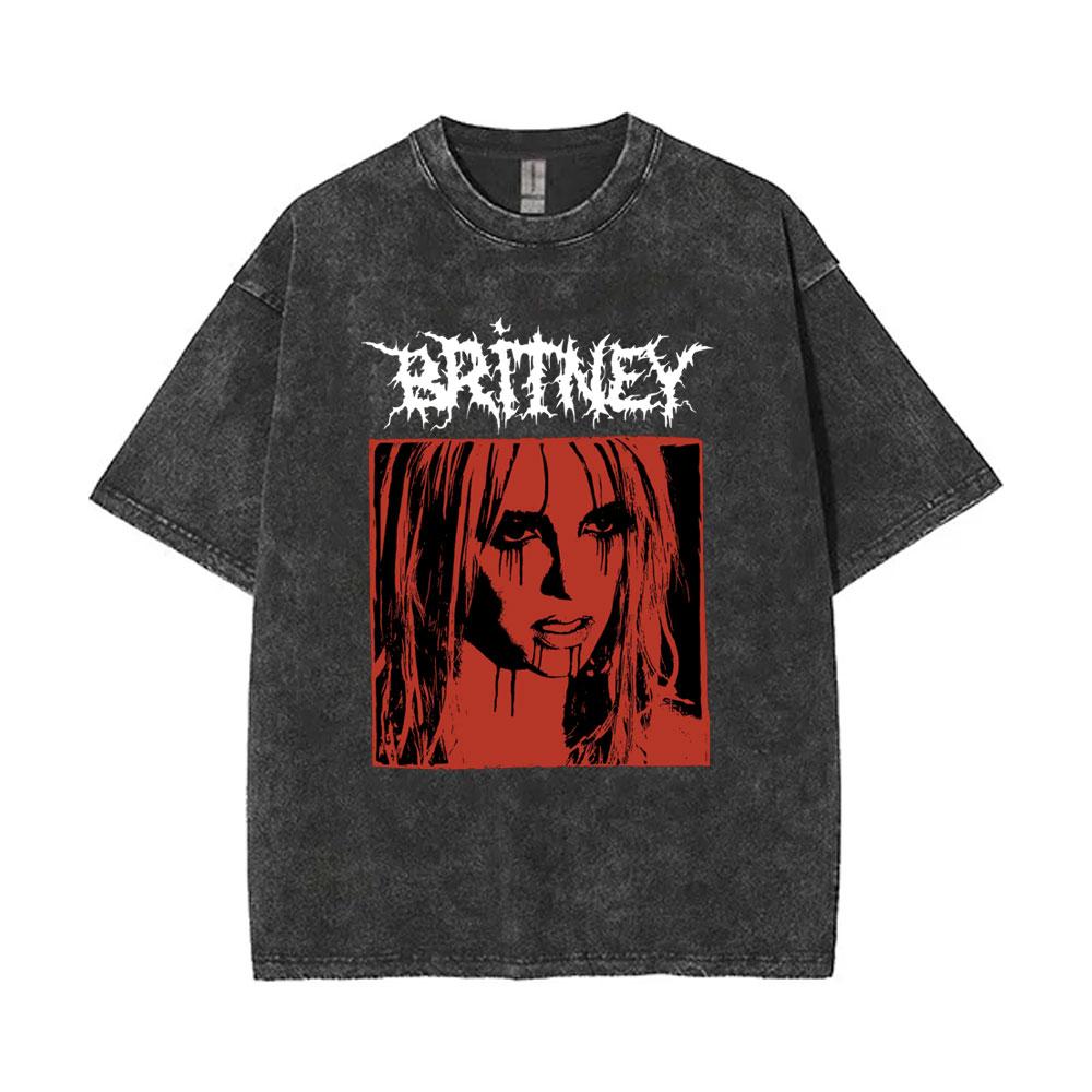 Limited Britney Spears Oops I Did It Again Tour  Vintage Washed T Shirt Summer Men Women High Quality Cotton Retro Tshirt