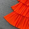Summer Women's Fashion Suspender Dress Sweet Backless High Waist Irregular A-line Cake Dress Seaside Holiday Beach Dress