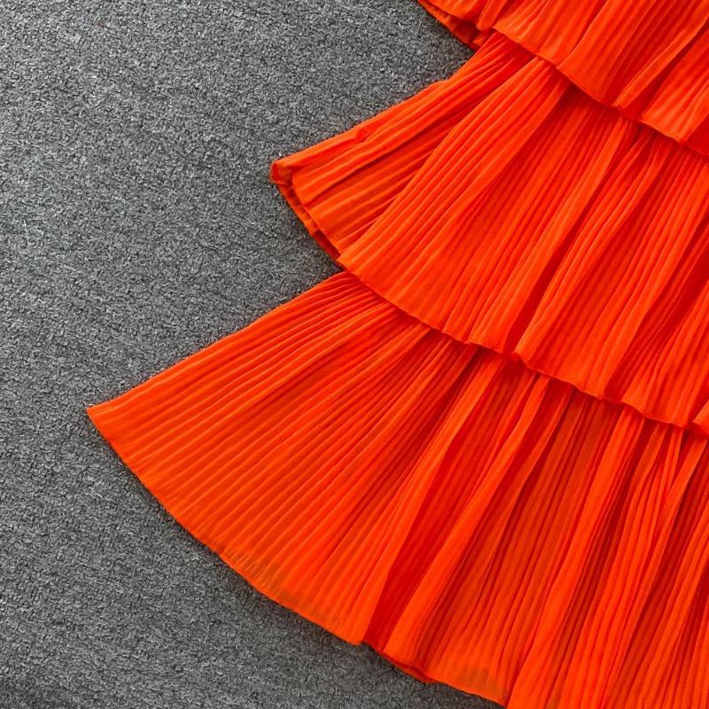 Summer Women's Fashion Suspender Dress Sweet Backless High Waist Irregular A-line Cake Dress Seaside Holiday Beach Dress