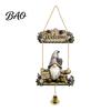 Outdoor Courtyard Decoration Wooden Gnome Door Hanger with Bell, Country Garden Welcome Sign Front Porch Hanging Swing Wall Plaque, Farmhouse Ornament