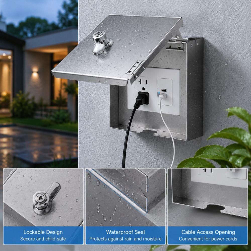 Lockable Socket Protector Anti-Theft Socket Protection Box Professional Outlet Box Cover Garage