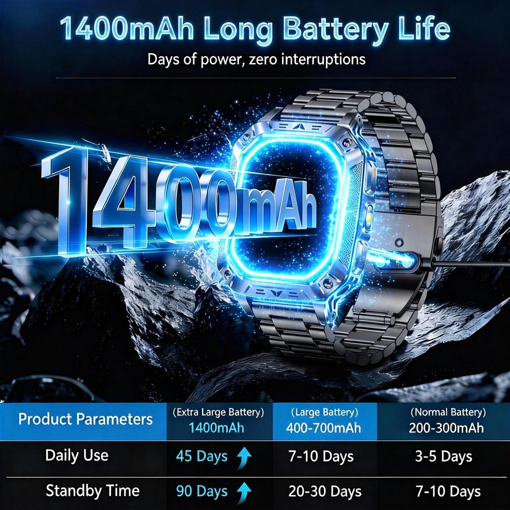 New 1400mAh Super Battery Durable Adult Smart Watch 2.01 inch GPS Trajectory 10ATM Waterproof BT Call Sports Smartwatch Men