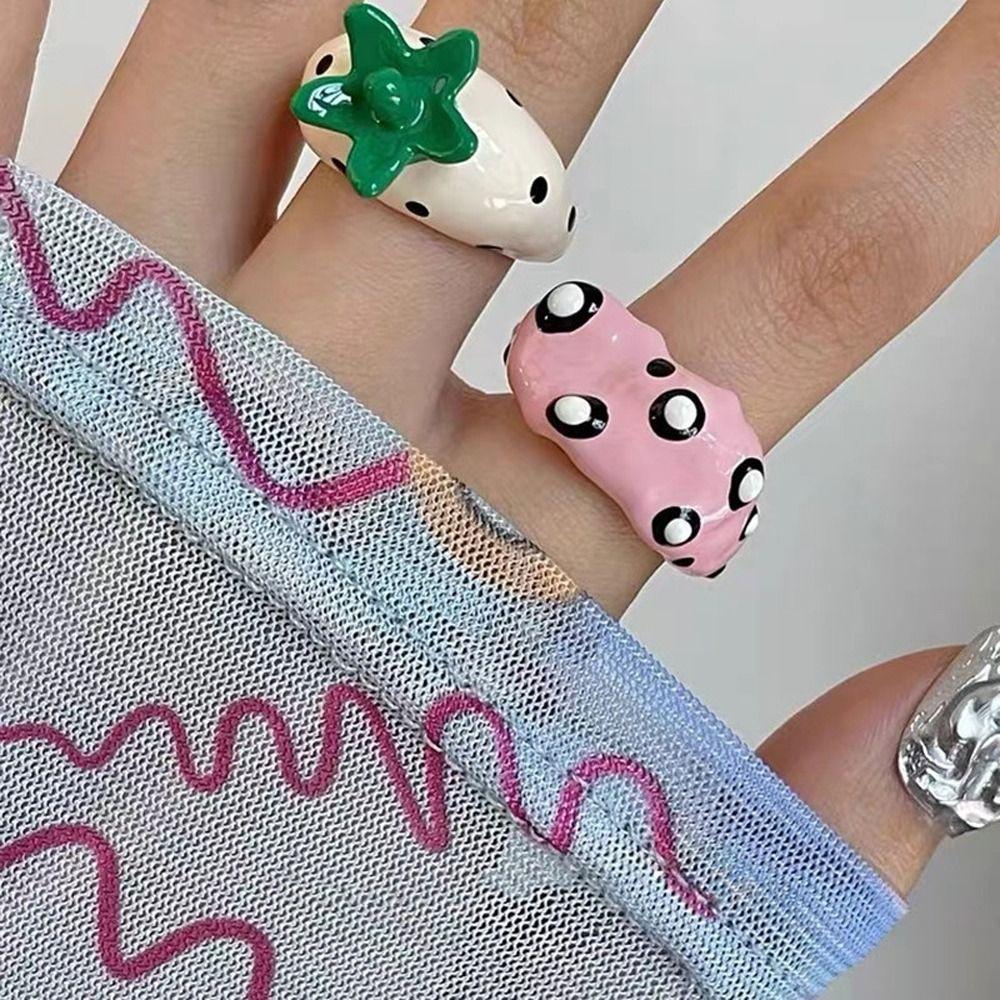 Ins Style Oil Dropping Process Stripe Vintage Ring Fashion Jewelry Women Ring Korean Style Ring