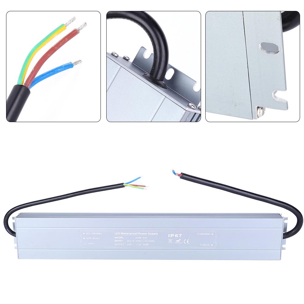 Ultrasmukły Wodoodporny Zasilacz Przełączający AC DC z Anodowaną Powierzchnią HRUW360W24V