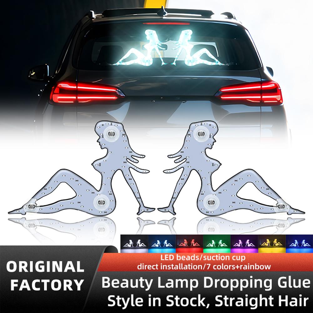 Funny USB Beauty Girl LED Light Car Rear Windshield Decorative Light High Brightness Wick Car Spoof Decoration
