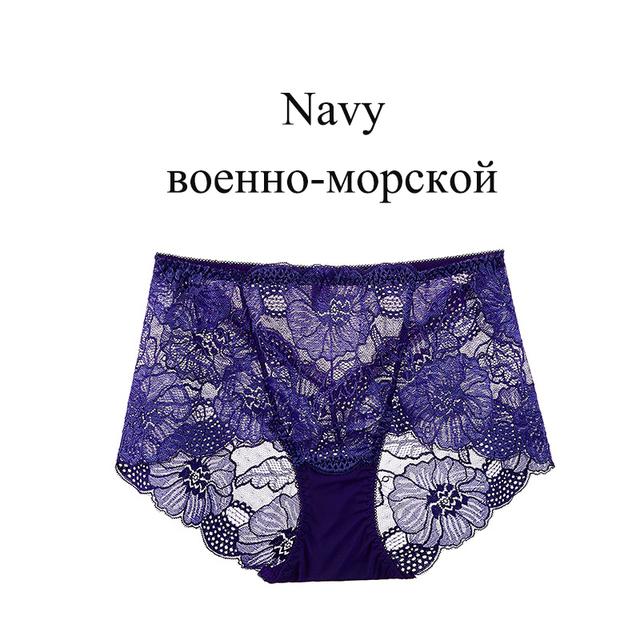 

15 кольорів Сексуальні мереживні трусики із середньою талією Жіноча нижня білизна Нижня білизна Безшовні стегна Короткі сітчасті труси Нижня білизна великих розмірів L Темно-синій
