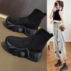 Women's 2025 Platform Slip-On Knit Ankle Boots - Thick Sole, High Heel Elastic Sock Boots.