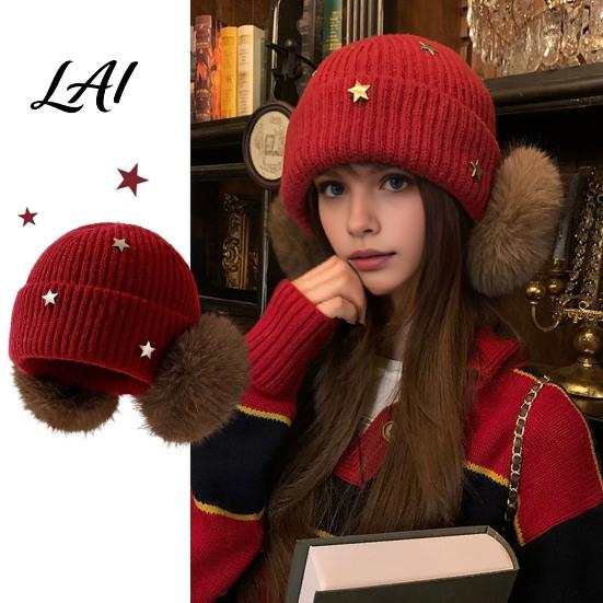 Stylish Daily Wear Cap Knitted Winter Hat with Ear Protection Elastic Thickened Plush Lined Casual Versatile Accessory Cap Soft Warm Windproof
