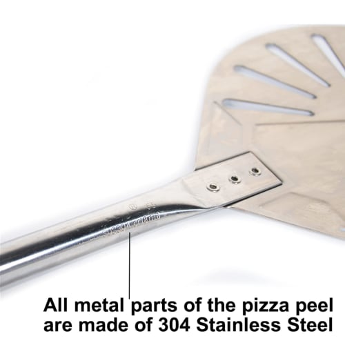 9" Round 304 Stainless Steel Pizza Peel with 56" Detachable Long Handle and Holes, High-Temperature Resistant, for Peeling Homemade Pizza Bread