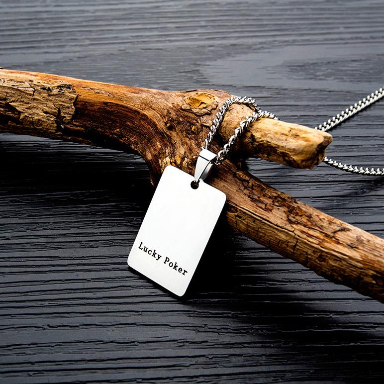 OPK Men's Necklace Black Peach A Necklace Poker Pendant