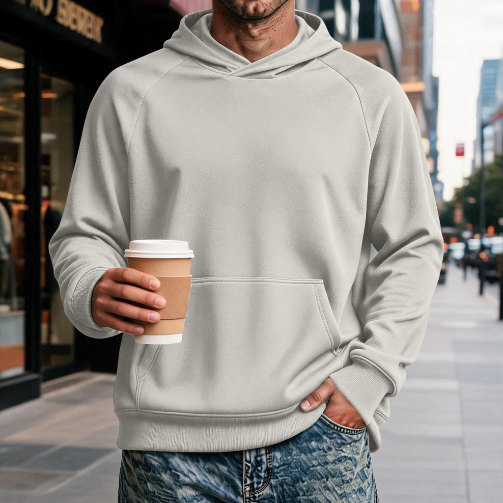 Men's Raglan Hoodie with Pocket - Long Sleeve Casual Pullover