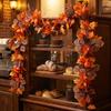 Autumn Harvest Maple Leaf & Pumpkin Decorative Vine for Thanksgiving