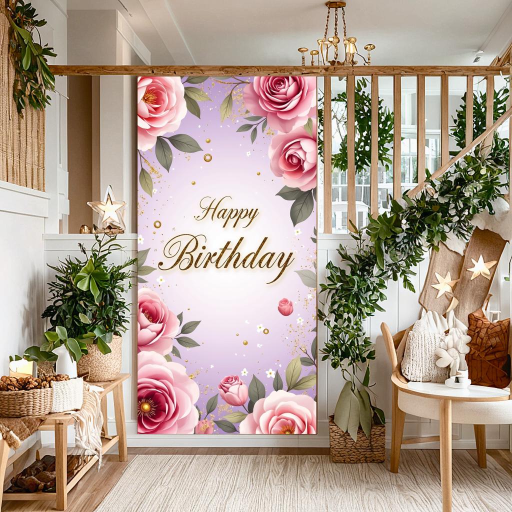 Display Birthday banner Decorative Wall decoration Pink Photography background Customizable Photo booth backdrop for Event