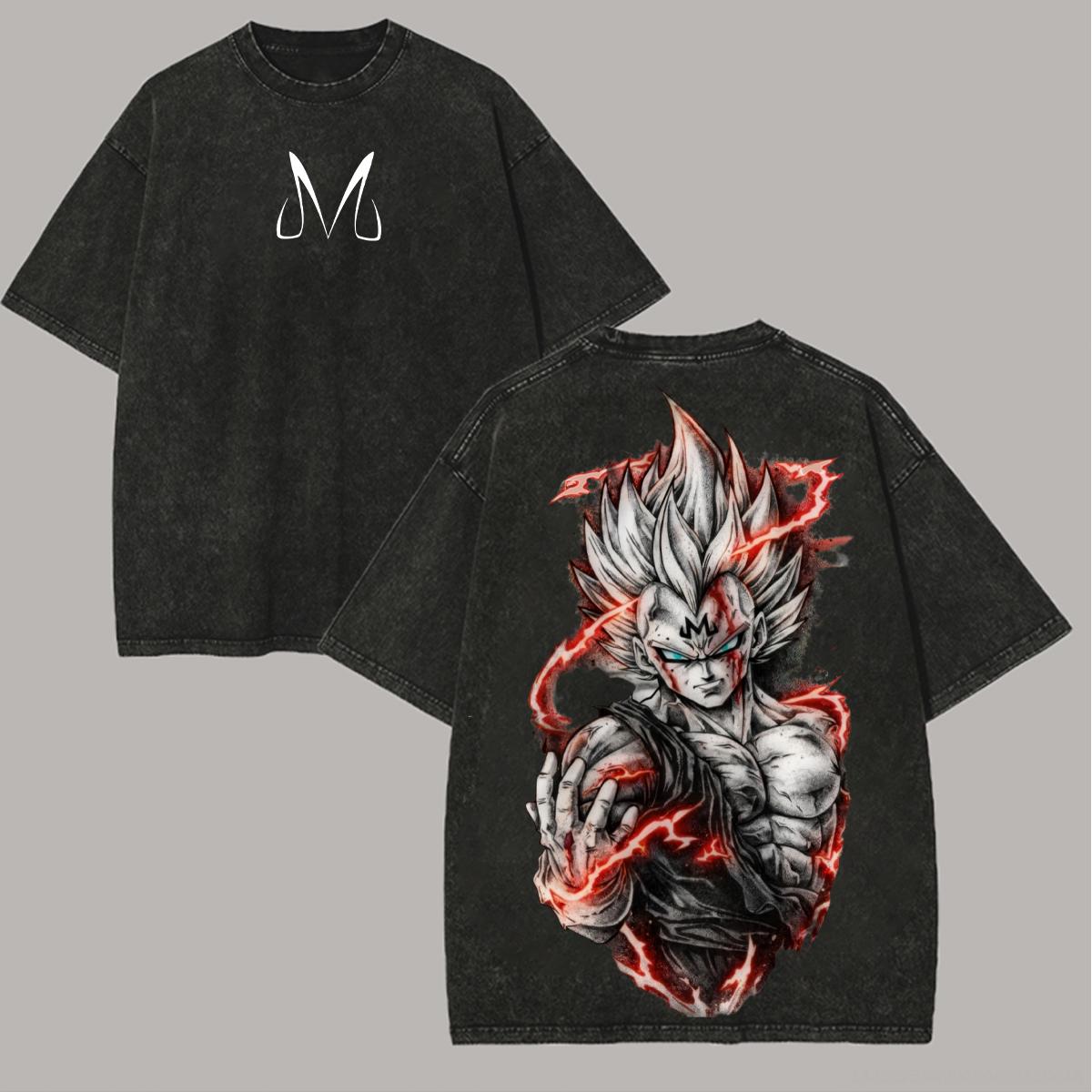 

Dragon Ball Z Majin Vegeta Printed Unisex Washed T-Shirt Men Women Oversized Streetwear Short Sleeve Casual Female Male Clothing L