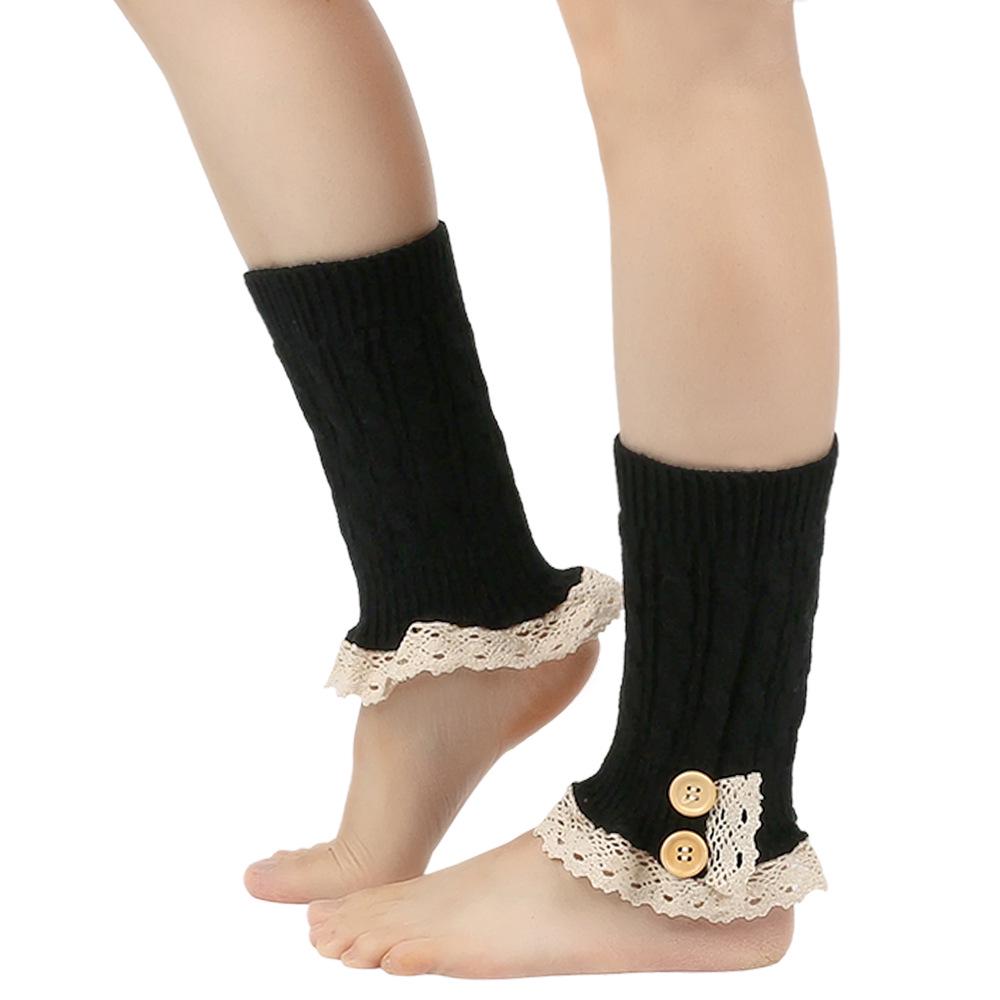 Korean Lace Trim Cable Knit Leg Warmers - Autumn & Winter Versatile Boot Covers