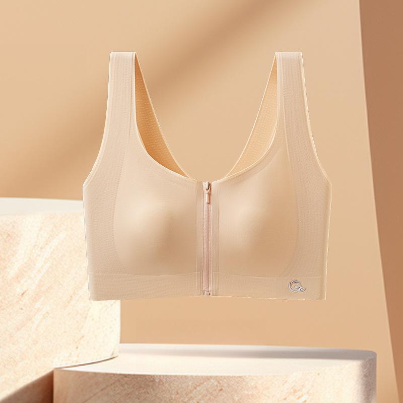 Shockproof Sports Underwear Women's Anti-sagging Front Zipper Bra Beautiful Back Thin Bra Push Up Bra