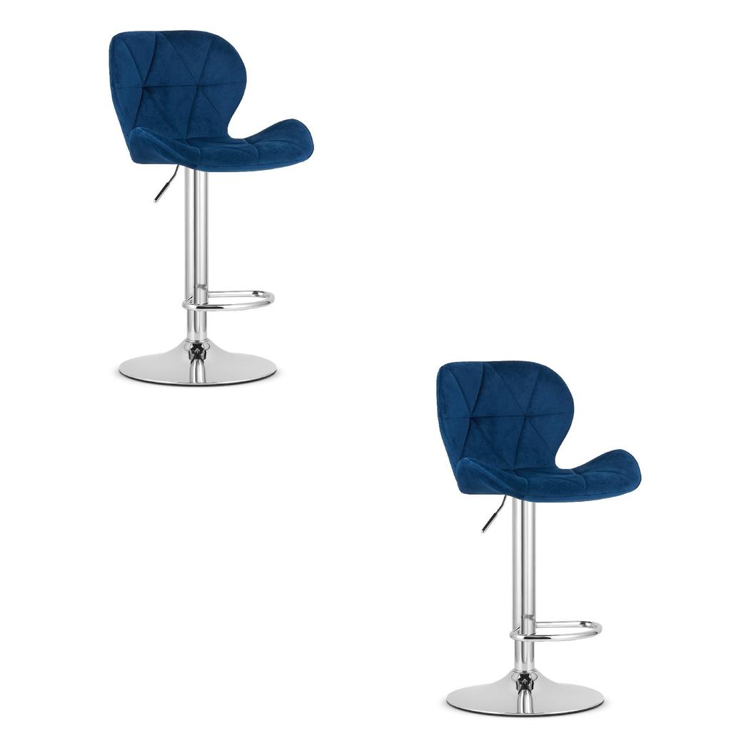 WEST Stool - Navy Blue Velvet / Chrome Base X 2