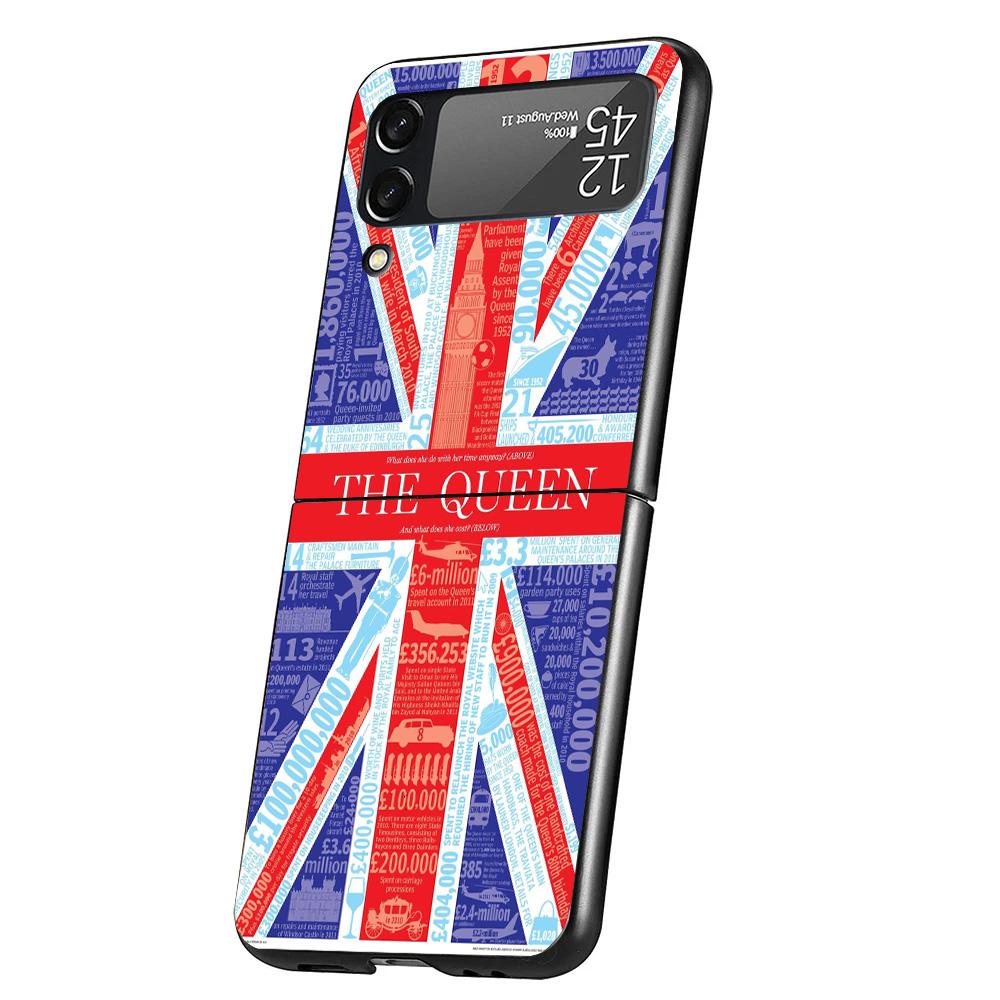 Union Jack England UK Flag Cover Phone Case For Samsung Galaxy Z Flip 7 6 5 4 3 5G Flip7 Flip6 Flip5 Flip4 Flip3 Black Fundas Sh