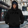 1776 Bedruckter Buchstaben Hoodie Herren und Damen Übergröße Herbst und Winter Gefütterter Lockerer Pullover Einfach Großzügig Herrenbekleidung Bequem Lässig