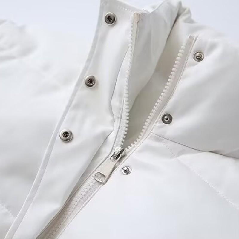 TAOP Womens Stand Collar Short Cotton Puffer Jacket 2026 Petite Fit Solid Color Loose Casual Commuter Wear