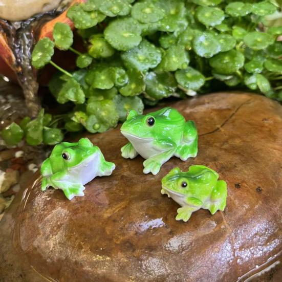 3 Stück Miniatur Froschfiguren Pflanzendekorationen Realistisch Aussehend Wetterfest Entzückende Froschstatuen