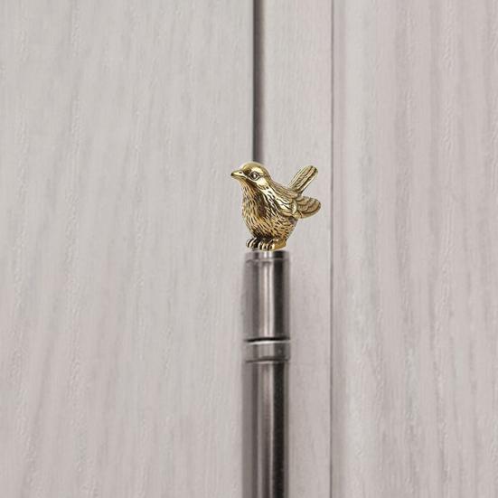 1Pcs Vintage Bird Hinge Head Decorative Topper Mini Sparrow Metal Figurine Statue Vintage Animal Hinge Head Home Ornament