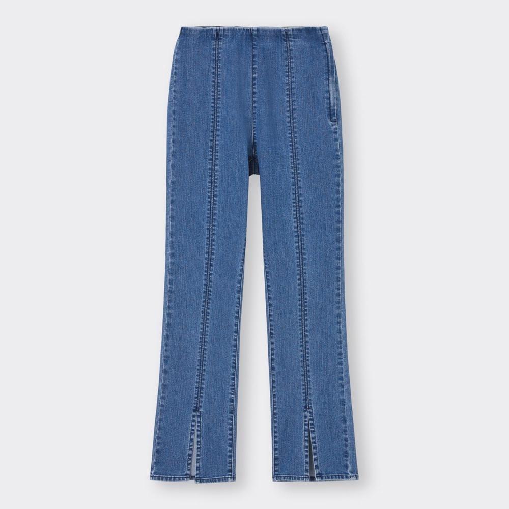 

ДЖИНСЫ GU С ВЫСОКОЙ ПОСАДКОЙ И РАЗРЕЗАМИ ПЕРЕДНИМ YT+E